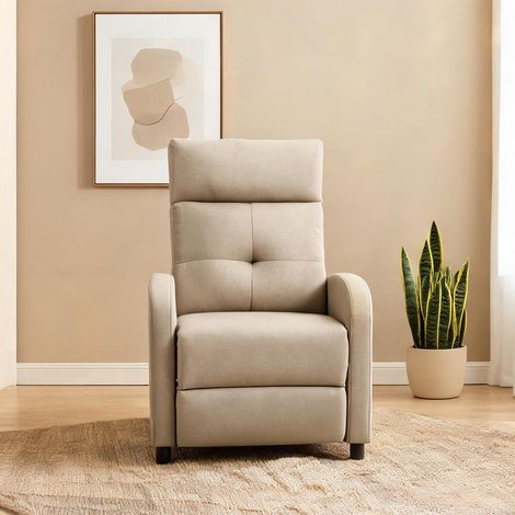 Fauteuil relax beige en polyester 87 x 67 x 98 cm (1/5)