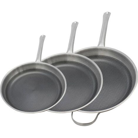 Set de 3 poeles a induction - ELO - Relief Solutions - Inox 18/10 ELODUR Select antiadhésives - Ø 24-28-32 cm