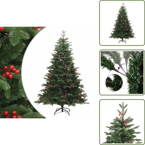 Weihnachtsbaum mit Beeren - vidaXL Künstlicher Weihnachtsbaum Klappbar mit Zapfen & Beeren 210 cm - Künstlicher Weihnachtsbaum 210 cm (1/5)