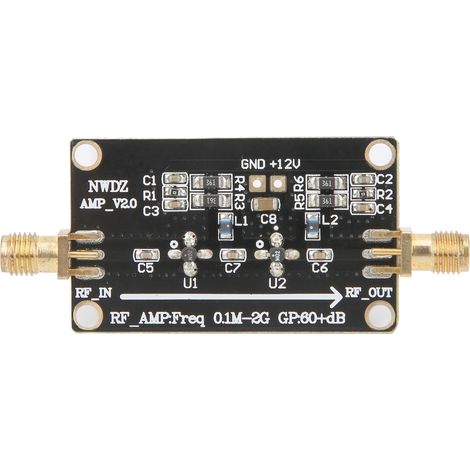 Amplificateur RF Large Bande 0.1M-2G LNA 60dB Gain Élevé Module à Faible Bruit Alimentation Incluse (1/5)