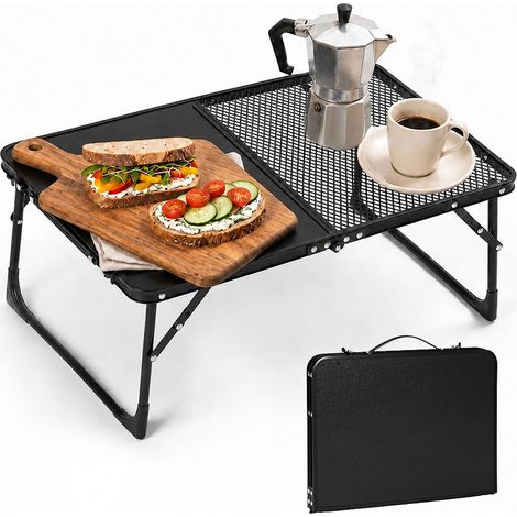 Folding Camping Table 60x40 cm, Black, Aluminum Frame (1/5)