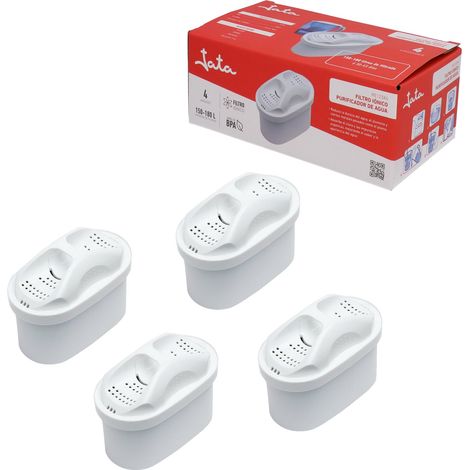 Carafe Filtre d'Ion de Purification de l'eau Plastique Blanc 22,5 x 12,5 x 8,5 cm Pack de 4 (1/4)