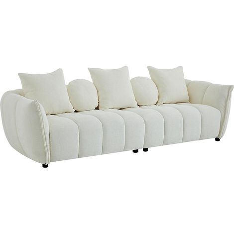 Divano 4 posti in tessuto testurizzato beige - GONOLON (1/5)