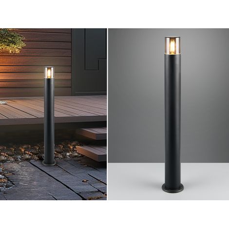 Wegeleuchte HOOSIC aus Aluminium in Schwarz & Rauchfarbig E27, Höhe 80cm