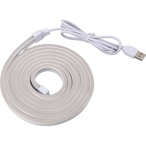 Ortviai Ruban LED Néon Flexible 2 m, Étanche en Silicone, Blanc Chaud, Alimentation USB pour Décoration Intérieure et Extérieure (1/5)