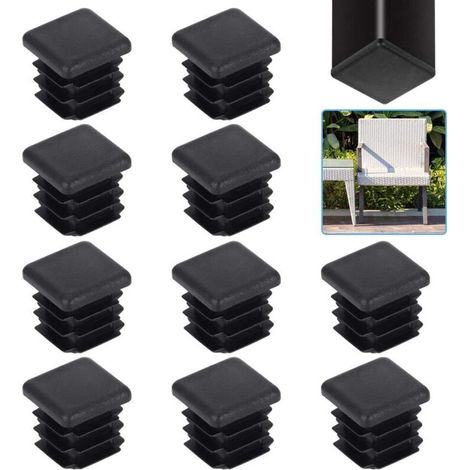 20 pieces plastic end caps for 20x20 mm square tubing, black blade end caps for table legs, chairs, cabinets and solid furniture