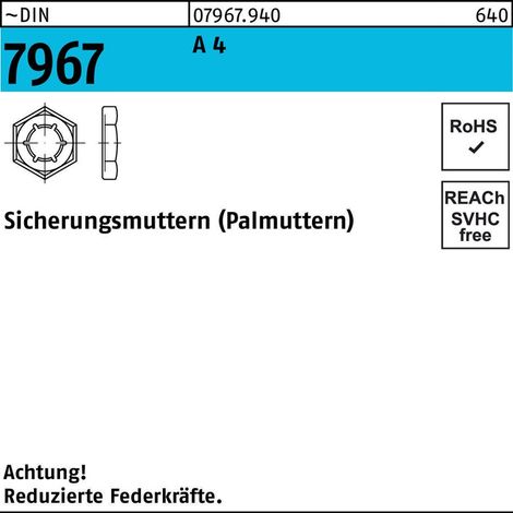 DIN 796 Sicherungsmuttern A 4 M 30 A 4 S 10 Stk