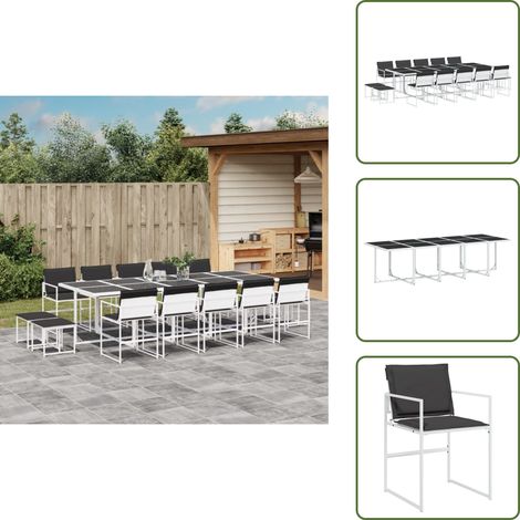Cuscini da seduta - vidaXL Set da Pranzo da Giardino 15 pz con Cuscini Bianco in Textilene - Cuscini per schienale