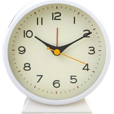 Minimalistischer Metallwecker für kreatives Büro, leuchtend, geräuschlos, für Studentenzimmer, digitaler Wecker (Weiß)