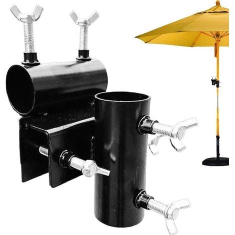 Morsetto per ombrellone da giardino Per ombrelloni da fissare alla ringhiera, robusto supporto con elevata capacità di carico per uso esterno, spiaggia, ecc. Balcone e giardino (1/5)