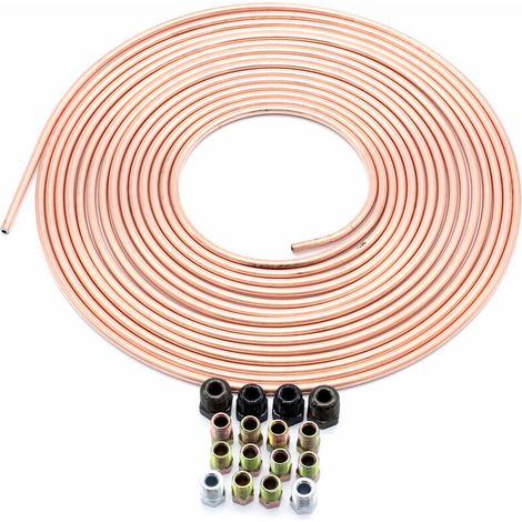 Kit di montaggio e bobina per tubo freno in rame nichelato 3/16 OD 25 piedi - Oro rosa - Oro rosa
