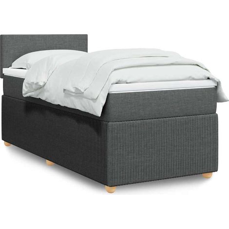Boxspringbett mit Matratze Dunkelgrau 90x190 cm Stoff