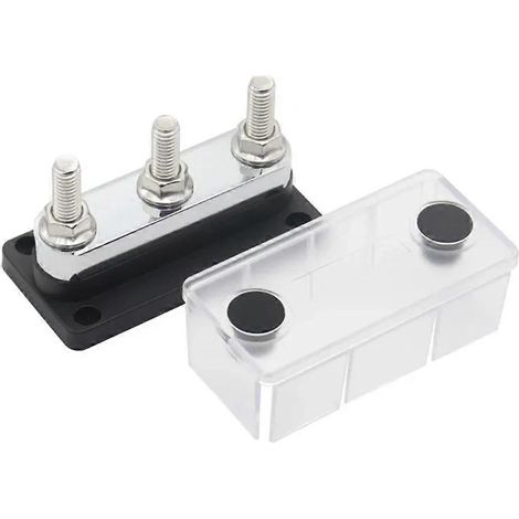 Bornier en cuivre haute intensité 600 A à 3 bornes M10 avec couvercle pour courant continu 12-48 V (1/5)