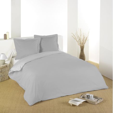Housse de Couette Taille 240x220 cm 100% Coton Couleur Perle Modèle Alicia Linge de Lit pour Maison Doux et Confortable pour Nid Douillet (1/2)
