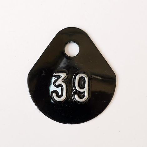 Chiffre goutte d'eau fond noir (à l'unité) estampé "39" en relief blanc hauteur d'écriture 11mm DERANCOURT