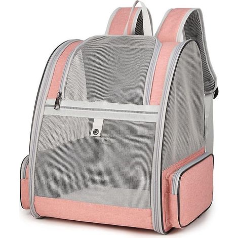 Rose-sac De Transport Pour Chats Petits Chiens 7.5kg, Sac Dos En Filet Respirant Pour Petit Animaux, Pliable Spacieux Avec Matelas En Peluche Am (1/5)