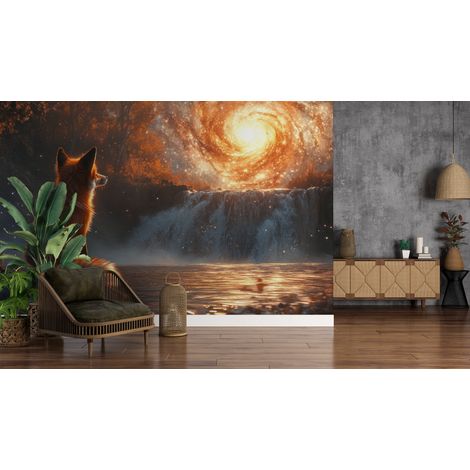 Papier peint animaux - renard roux face au soleil - 400 x 260 cm (1/2)
