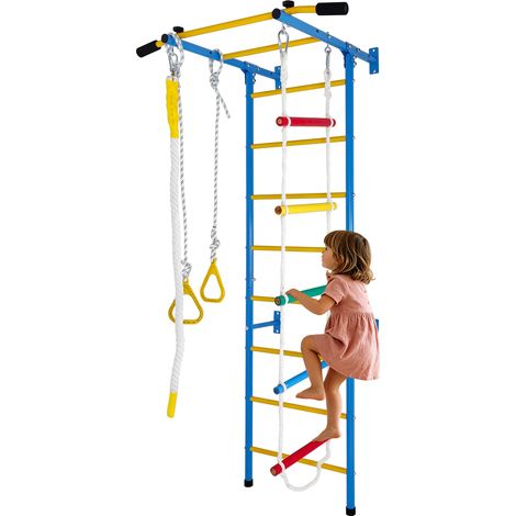 Conjunto de escalada 5 en 1 para niños pequeños, gimnasio de interior para niños, que incluye una escalera de pared de acero, una barra de dominadas y una cuerda. (1/5)