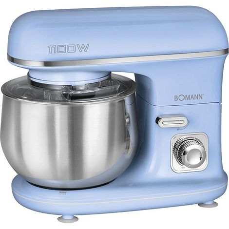 Robot pâtissier 5L 1100W – Bol en acier inoxydable – Crochet mélangeur et à pâte en aluminium – Mécanisme de sécurité – Bomann