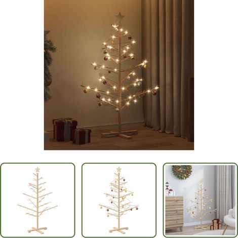 Décoration de Noël - Arbre de Noël en bois Naturel 125 cm Bois massif en pin (1/5)