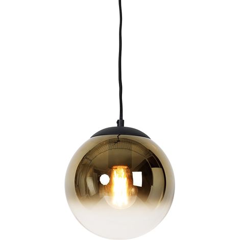 Smarte Hängelampe schwarz mit Goldglas 20 cm inkl. WiFi A60 - Pallon