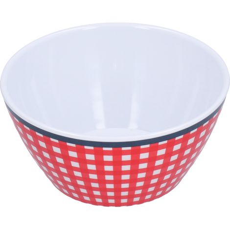 Saladier à Dessert 500ml en Verre Épaissi pour Gâteau, Fruits et Snacks, Déco de Table à Motif Grille Rouge (1/5)