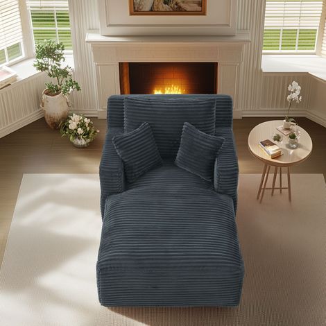 Canapé lit 3 en 1 méridienne et inclinable, velours côtelé confortable - Prêt à l'emploi, idéal petit espace - Couleur - Gris (1/5)