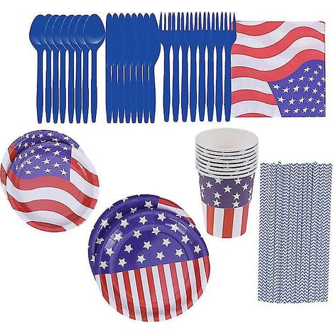 93 Stück Pappteller mit amerikanischer Flagge