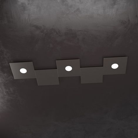 Plafoniera moderna top light eccentric 1156 3l2d gx53 led metallo lampada parete soffitto, finitura metallo marrone