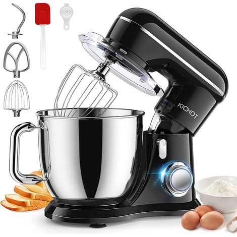 Pastry Processor 10 Speeds Kitchen Processor Multifunctional Pastry Processor 4.5 L Mixer Bread Mixer Stainless Steel Bowl with Whisk Beater Hook (1/5)