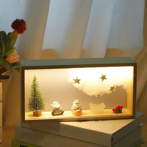 Cadre Photo 3D Lumineux LED - Boîte Profonde Vitrine en Bois 6 cm Pour Décoration, Billets, Fleurs et Souvenirs (1/5)