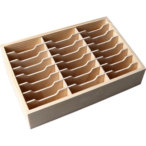 Support de Rangement en Bois 24 Cases pour Téléphones Portables, Organiseur de Bureau Réunion, Étagère de Classement Multiples (1/5)