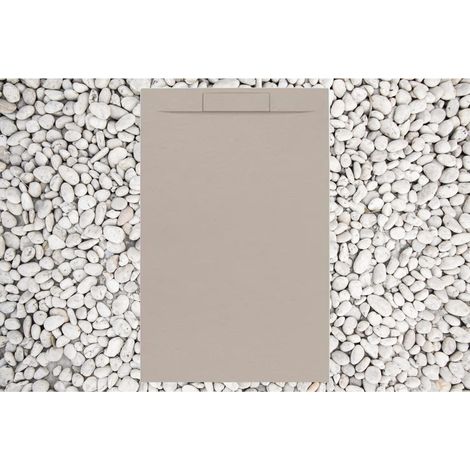 Piatto Doccia 80X120 cm Moka RAL 1019 Vulcano Line PLUS In Resina e Polvere Di Marmo Con Griglia Laterale IN MARMORESINA - FRASCIO