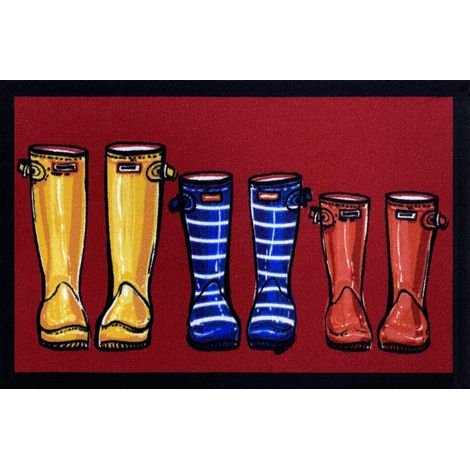 Tappeto d'ingresso Family Boots Rosso 40x60cm