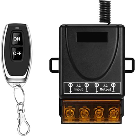 Kit interrupteur et récepteur de télécommande sans fil AC 230V 100m 30A, interrupteur de télécommande sans fil, relais sans fil pour pompe à eau (100m 1V1 AC 100V-240V) (1/5)