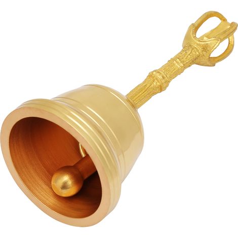 Clochette à main populaire en laiton pur, cloche bouddhiste, instrument Feng Shui et taoïste, hochet de 11,4 cm (4,5 pouces) (1/5)