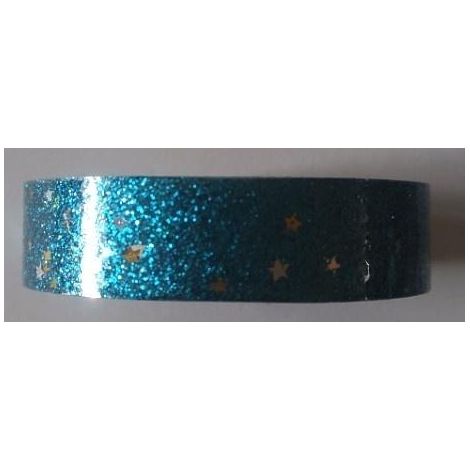 Glitzerband mit Sternen, blau, 18 mm x 2 m