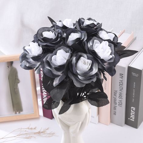 Realistische künstliche Rosen, die schwarze Rosen imitieren, zur Außendekoration für Häuser und Hochzeiten (1/5)