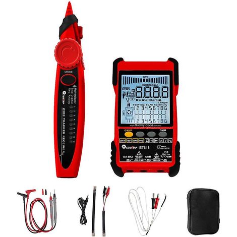 TOOLTOP ET616 Tragbarer Kabeltester mit LCD-Bildschirm, digitaler/analoger Suche und PoE-Test