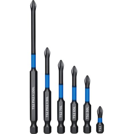 Kit d'de Tournevis 6 pièces magnétiques robustes pour Vissage Électrique pour atelier maison, chantier, travail des métaux, perçage et (1/5)