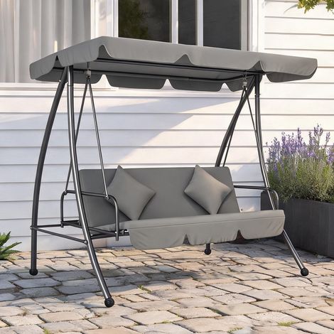 Balancelle de jardin gris clair en métal 200 x 125 x 170 cm (1/5)