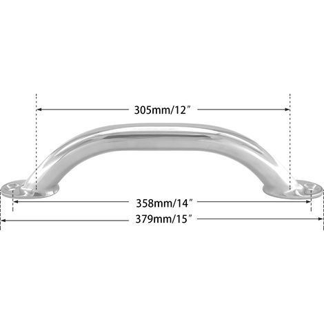 Stainless steel handles and grab bars, 9-inch and 12-inch boat handles, yacht handrails, boat hardware, RV accessories - 12-inch handles - stainless steel (1/4)