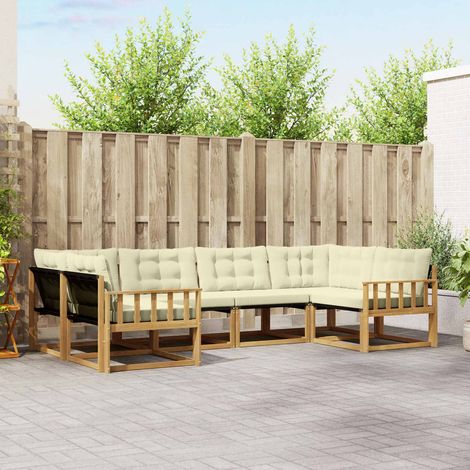 vidaXL Outdoor-Sofagarnitur mit Kissen 6 pcs Weiß und Creme (1/5)