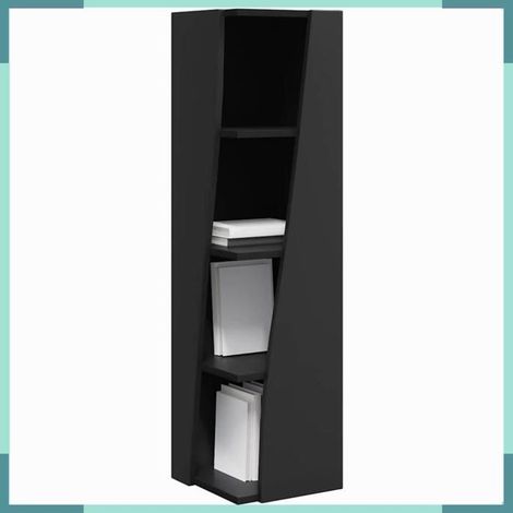 Meuble d'angle - 889846 - Noir mat - Bois d'ingénierie - 4 étagères (1/5)