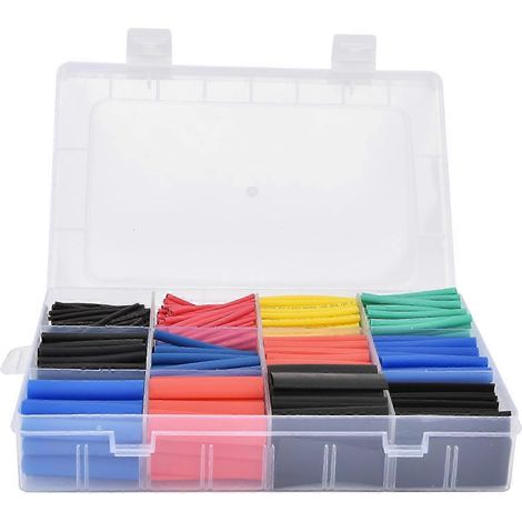 Gaine thermorétractable isolante, kit de protection 750 pièces, assortiment multicolore, manchon rétractable pour câblage électrique, étanche et résistant. (1/5)