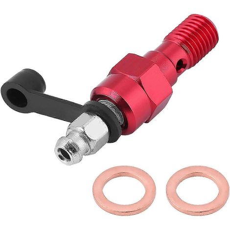 Vis de purge d'étrier de maître-cylindre de frein de moto M10x1,25 mm, bouchon anti-poussière rouge, vis banjo. (1/4)