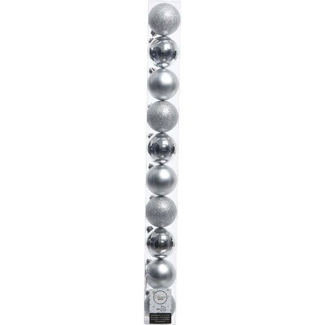 Kaemingk – Boules de Noël incassables argentées – Plastique, Ø 6 cm, lot de 10