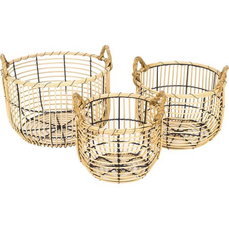 Signes Grimalt Panier de décoration Paniers 3 paniers marron 36x36x27cm 27649 (1/5)