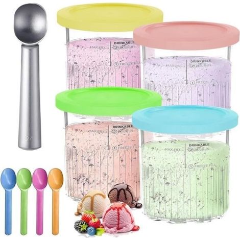 Ninja Creamy Deluxe Set of 4 Ice Cream Maker Containers NC501 NC500 Series 680ml, 11-in-1, BPA-Free (1/4)