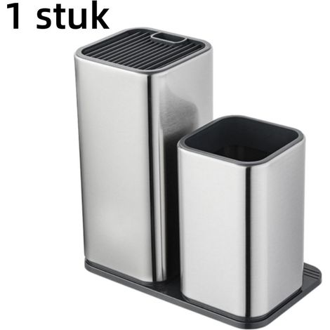 pièce - Étagère de rangement pour ustensiles de cuisine - Porte-couteaux en acier inoxydable - Bac de rangement pour ustensiles de cuisine - 22,5 x 23,6 x 14 cm (1/5)